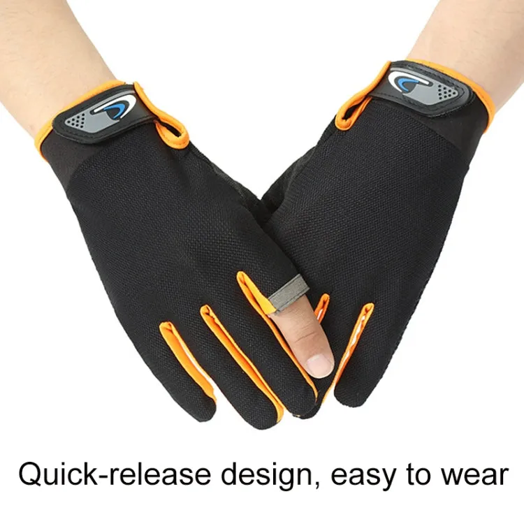 1 Pair QX0008 Outdoor Sunscreen Non-Slip Exposed Two-Finger Fishing Gloves, Size: Free Size(Black)