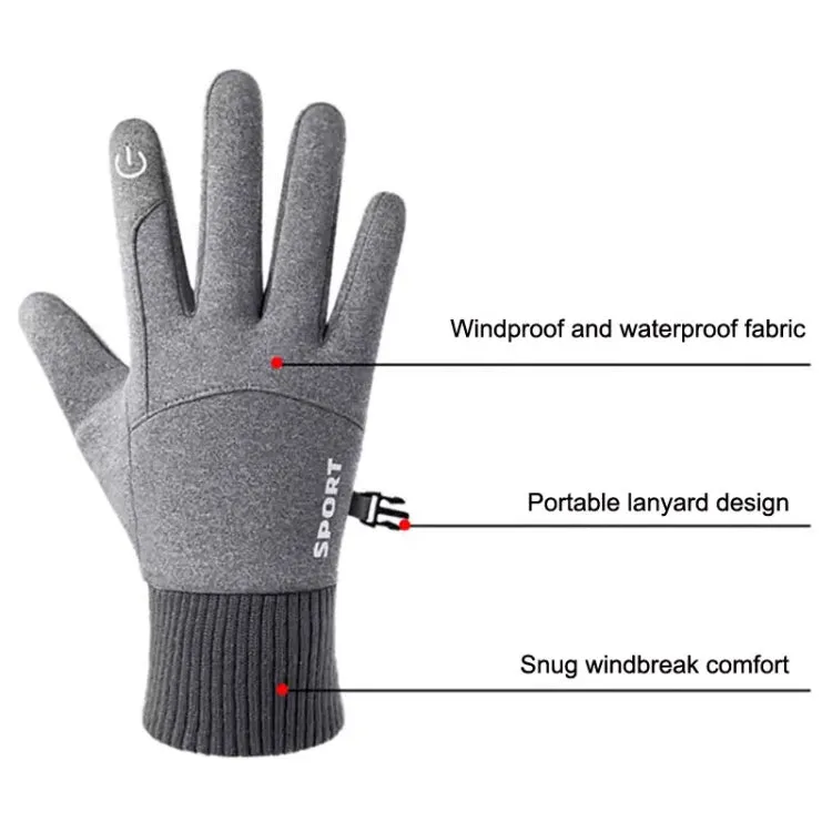 1 Pair With Velvet Waterproof Outdoor Cycling Cold and Wind-proof Warm Gloves, Size: One Size(Navy)