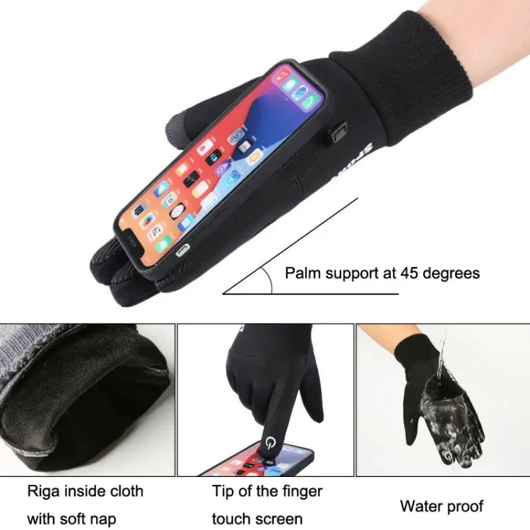 1 Pair With Velvet Waterproof Outdoor Cycling Cold and Wind-proof Warm Gloves, Size: One Size(Navy)