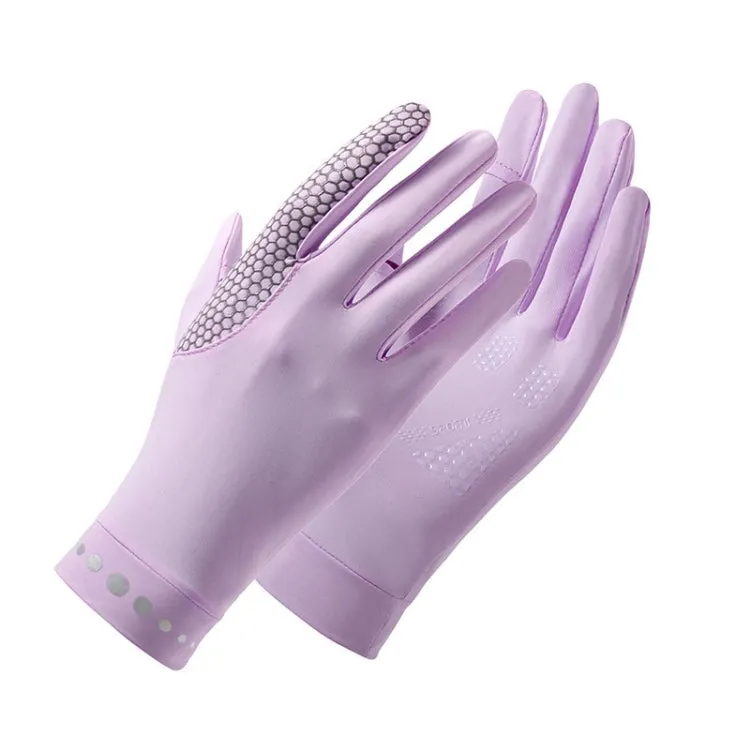 1 Pair XC-14 Riding Driving Sunscreen Anti-UV Fingerless Ice Silk Gloves, Style: Honeycomb (Purple)