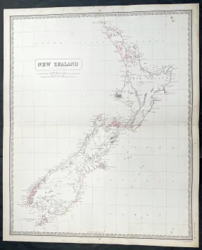 1856 A K Johnston Large Antique Map of New Zealand