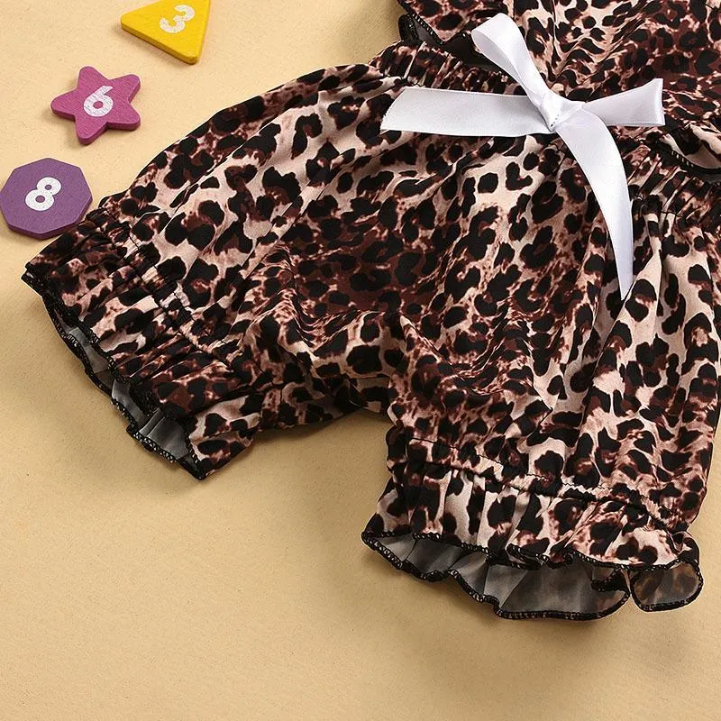 2-piece Leopard Pattern Jumpsuit & Headband for Baby Girl Children's clothing wholesale