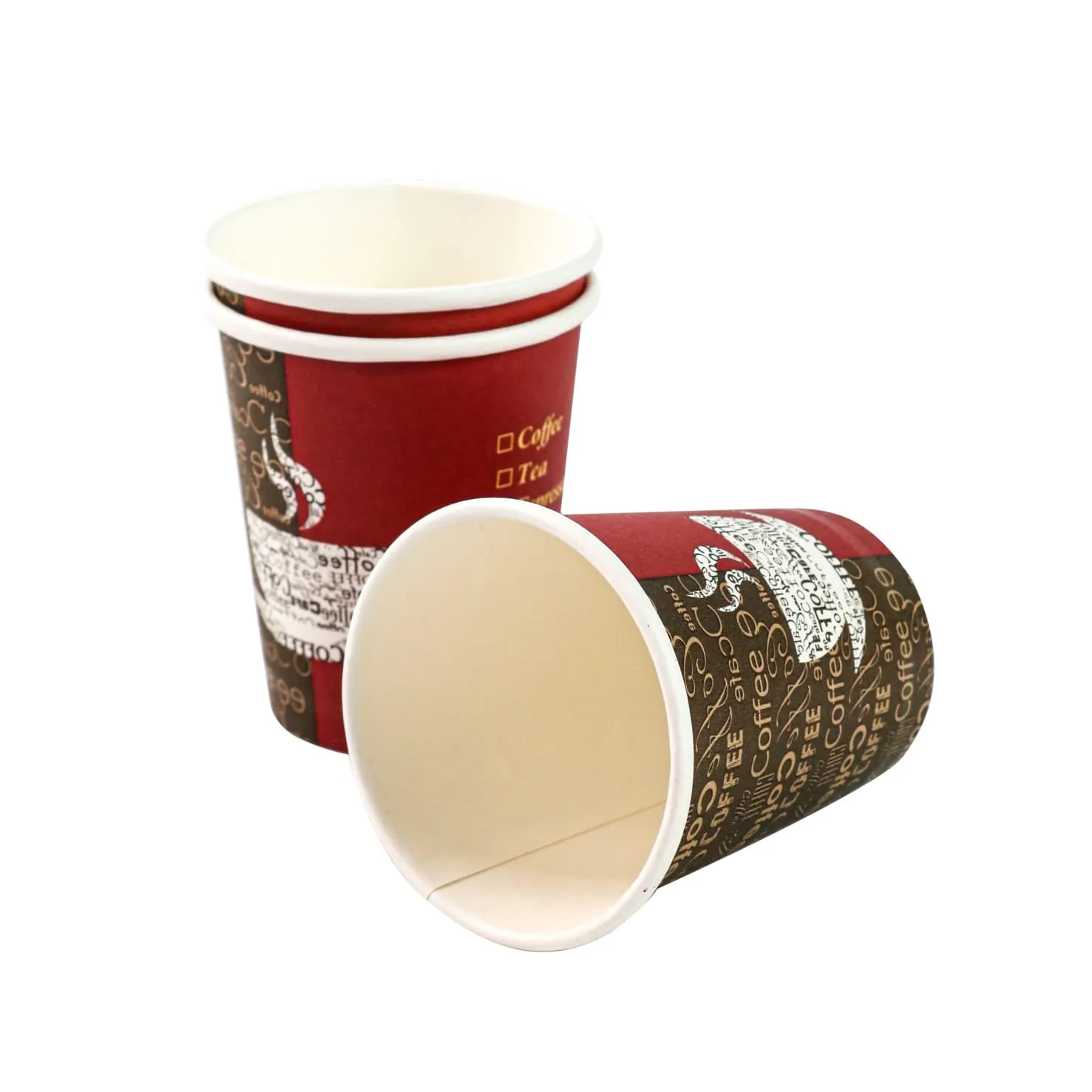 250ml Disposable Coffee Cups Single Wall Patterned 5pack