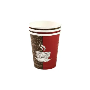 250ml Disposable Coffee Cups Single Wall Patterned 5pack