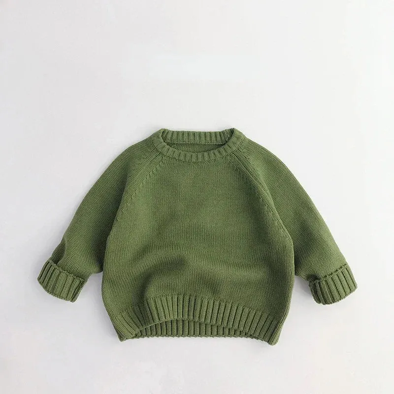 3469C Children Sweater 2022 Autumn Winter All Match Boy's Sweater Knitted Retro Pullover Shoulder Jacket Loose Cotton Pullover