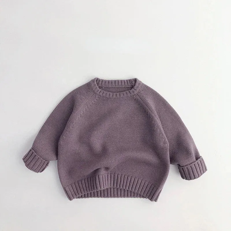 3469C Children Sweater 2022 Autumn Winter All Match Boy's Sweater Knitted Retro Pullover Shoulder Jacket Loose Cotton Pullover