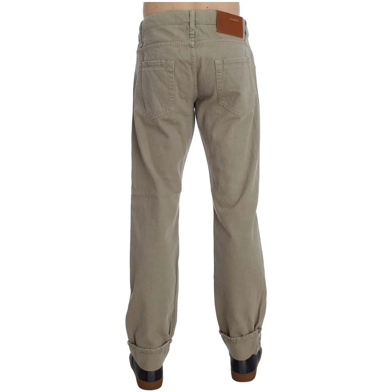 Acht Beige Straight Fit Cotton Jeans for Men