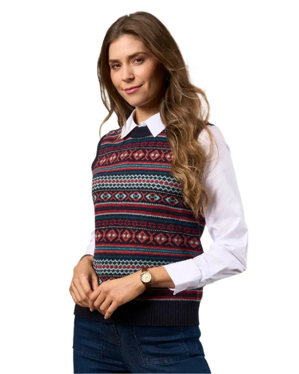 Alan Paine Ladies Amelia Fair Isle Crew Neck Jumper