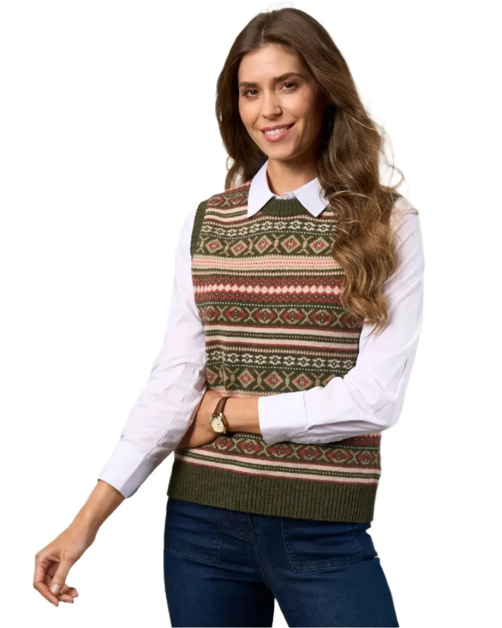 Alan Paine Ladies Amelia Fair Isle Crew Neck Jumper