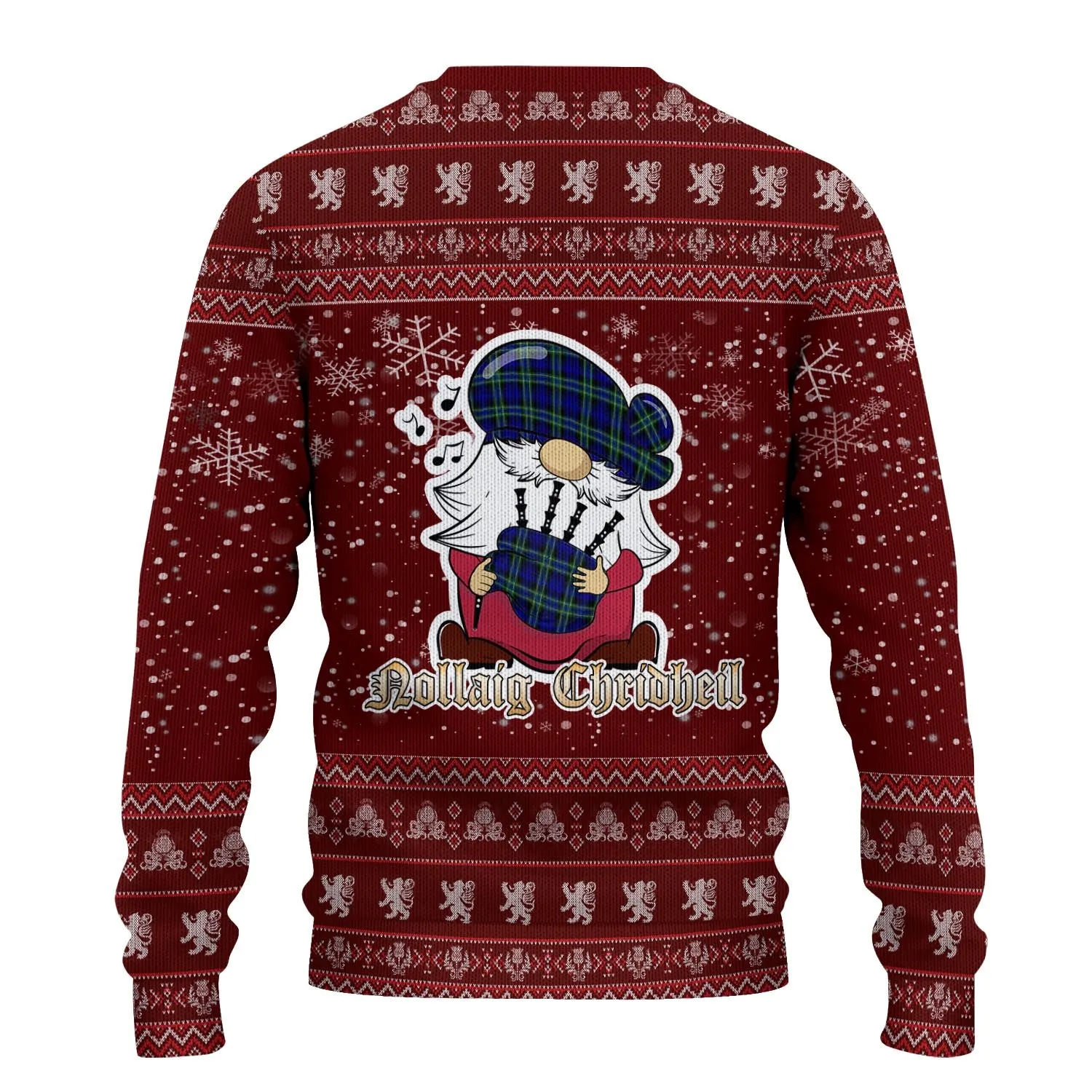 Arbuthnot Modern Clan Christmas Family Ugly Sweater with Funny Gnome Playing Bagpipes