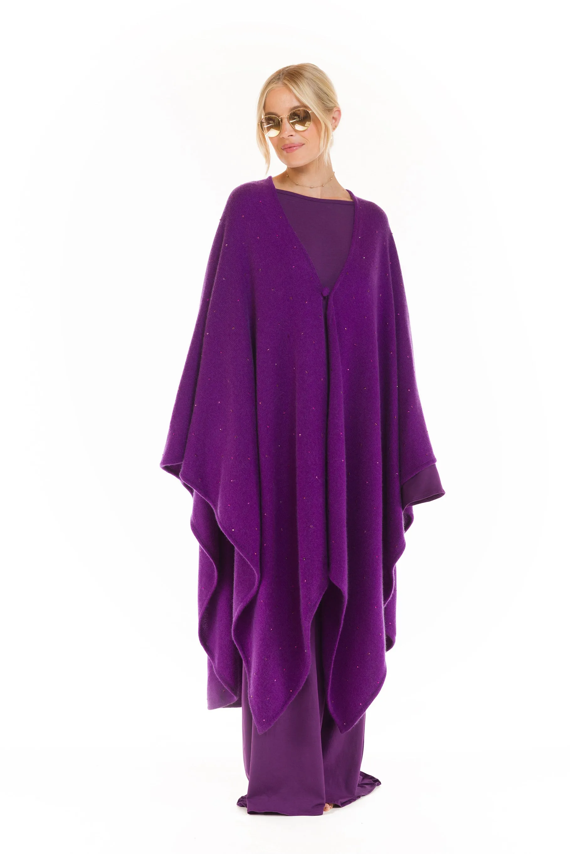 AVALON JEWELLED CASHMERE CAPE ROYAL PURPLE