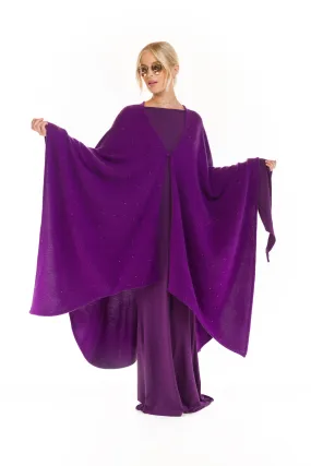 AVALON JEWELLED CASHMERE CAPE ROYAL PURPLE