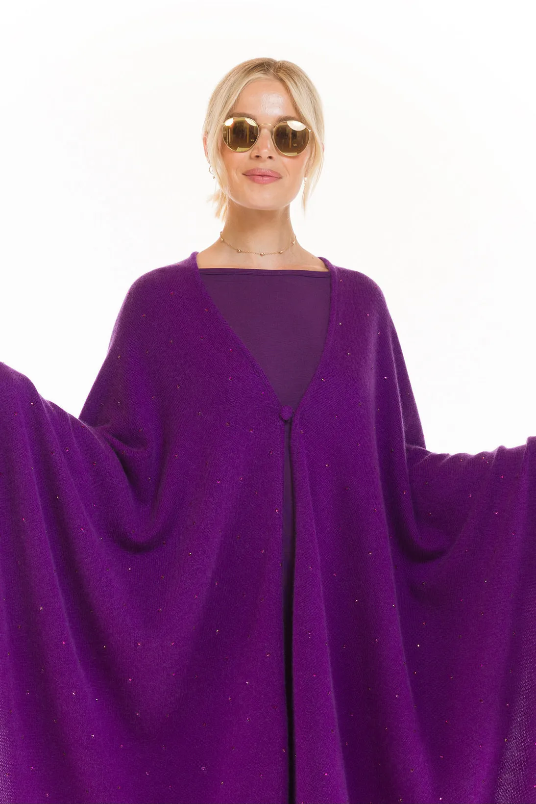 AVALON JEWELLED CASHMERE CAPE ROYAL PURPLE