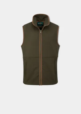 Aylsham Men's Fleece Gilet In Green Herringbone - Regular Fit