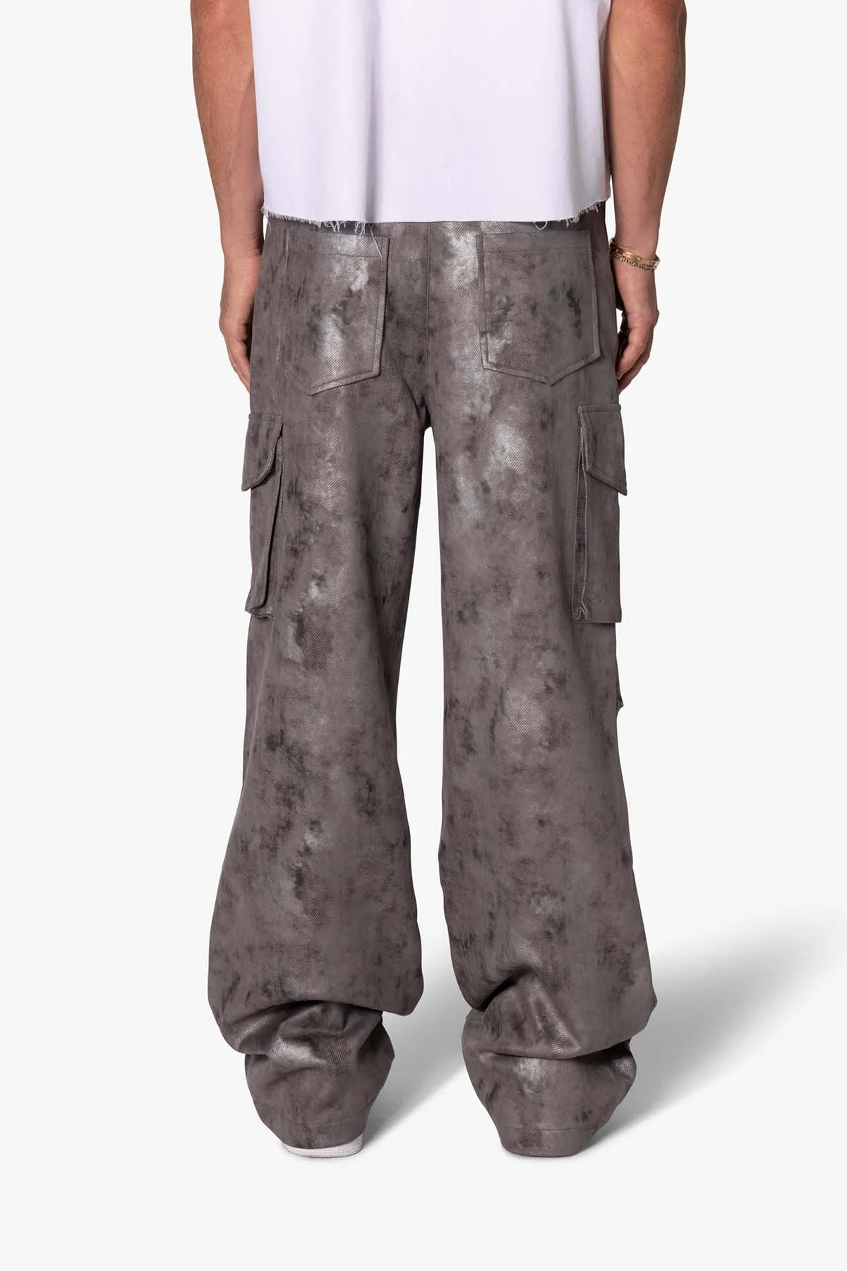 Baggy Dual Tone Sueded Cargo Pants - Grey