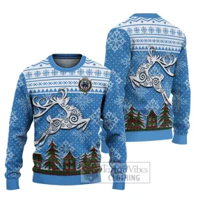 Baxter Clan Christmas Ugly Sweater with Tartan and Celtic Reindeer Style