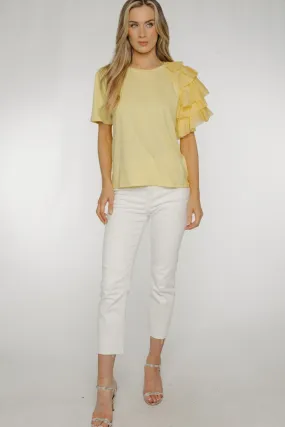 Becca Frill Shoulder T-shirt In Yellow