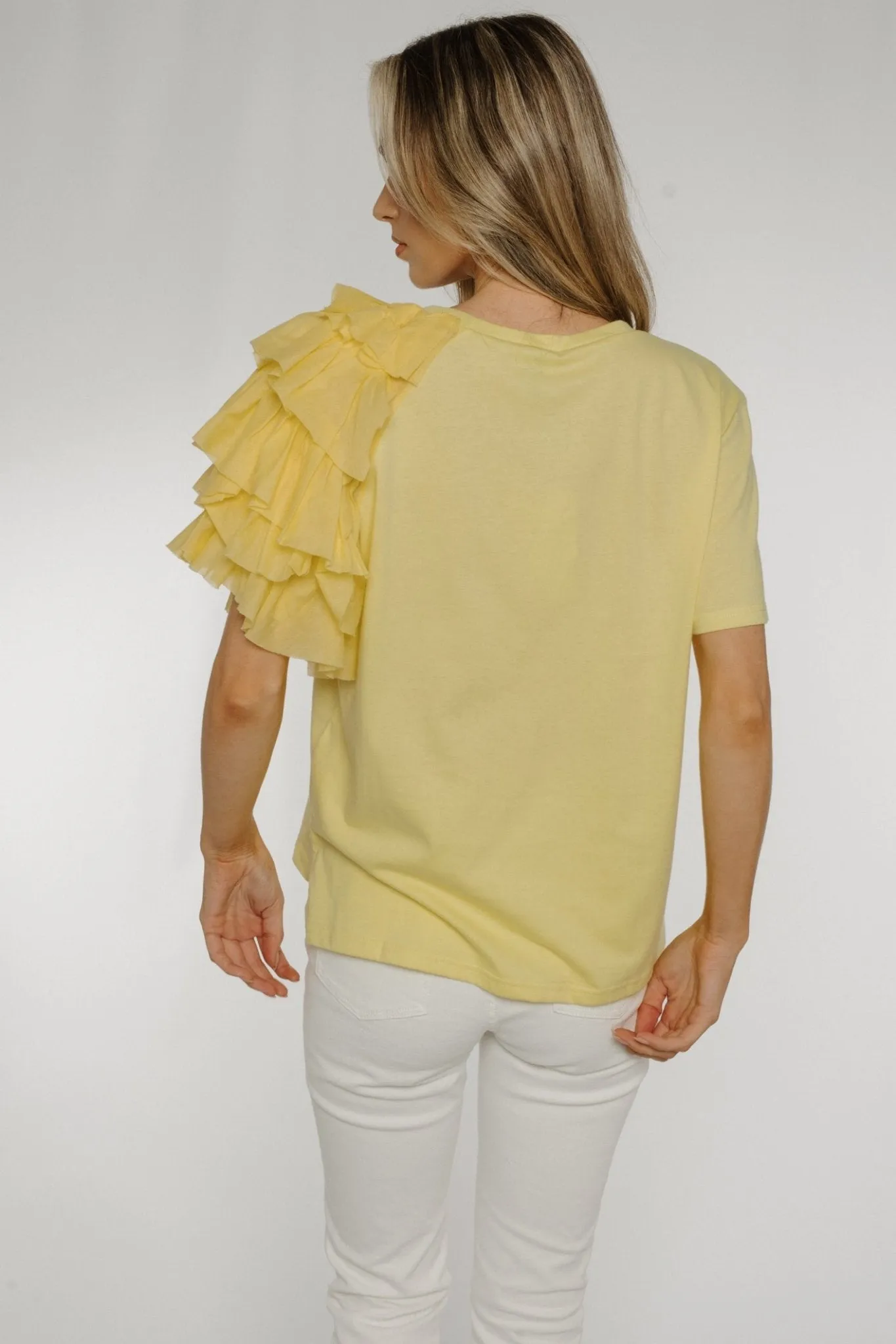 Becca Frill Shoulder T-shirt In Yellow