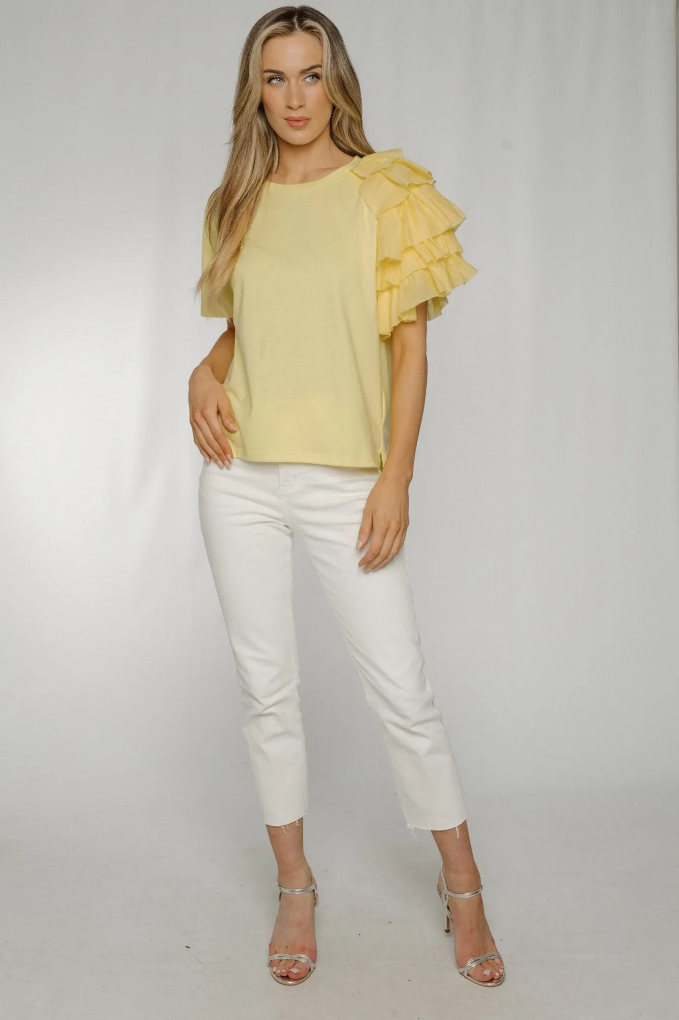 Becca Frill Shoulder T-shirt In Yellow