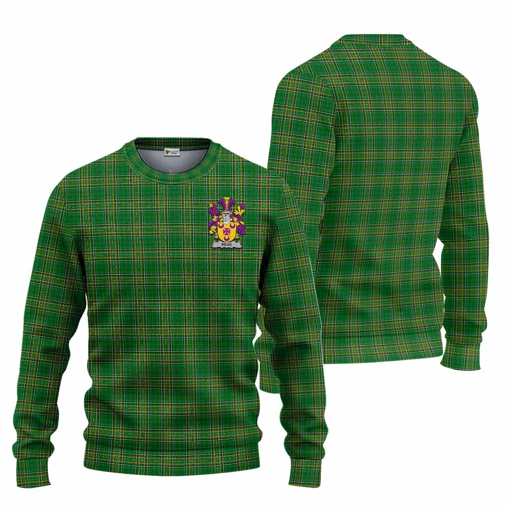 Begg Irish Clan Tartan Knitted Sweater with Coat of Arms