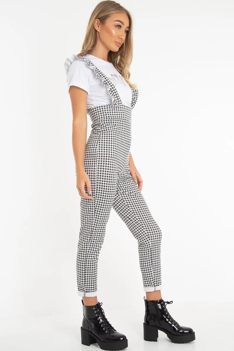 Black & White Check Straight Leg Jumpsuit - Payslee