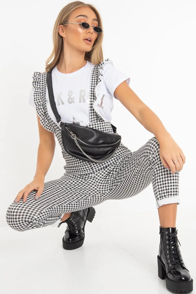 Black & White Check Straight Leg Jumpsuit - Payslee