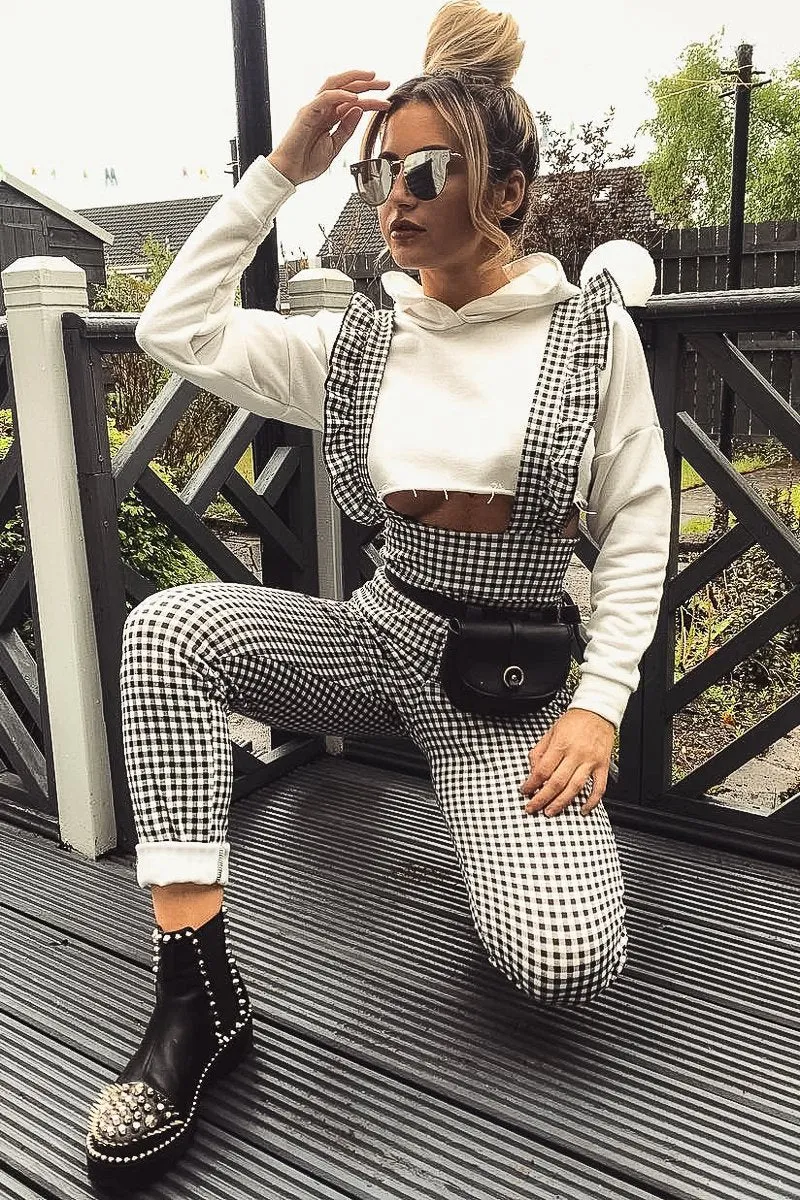 Black & White Check Straight Leg Jumpsuit - Payslee