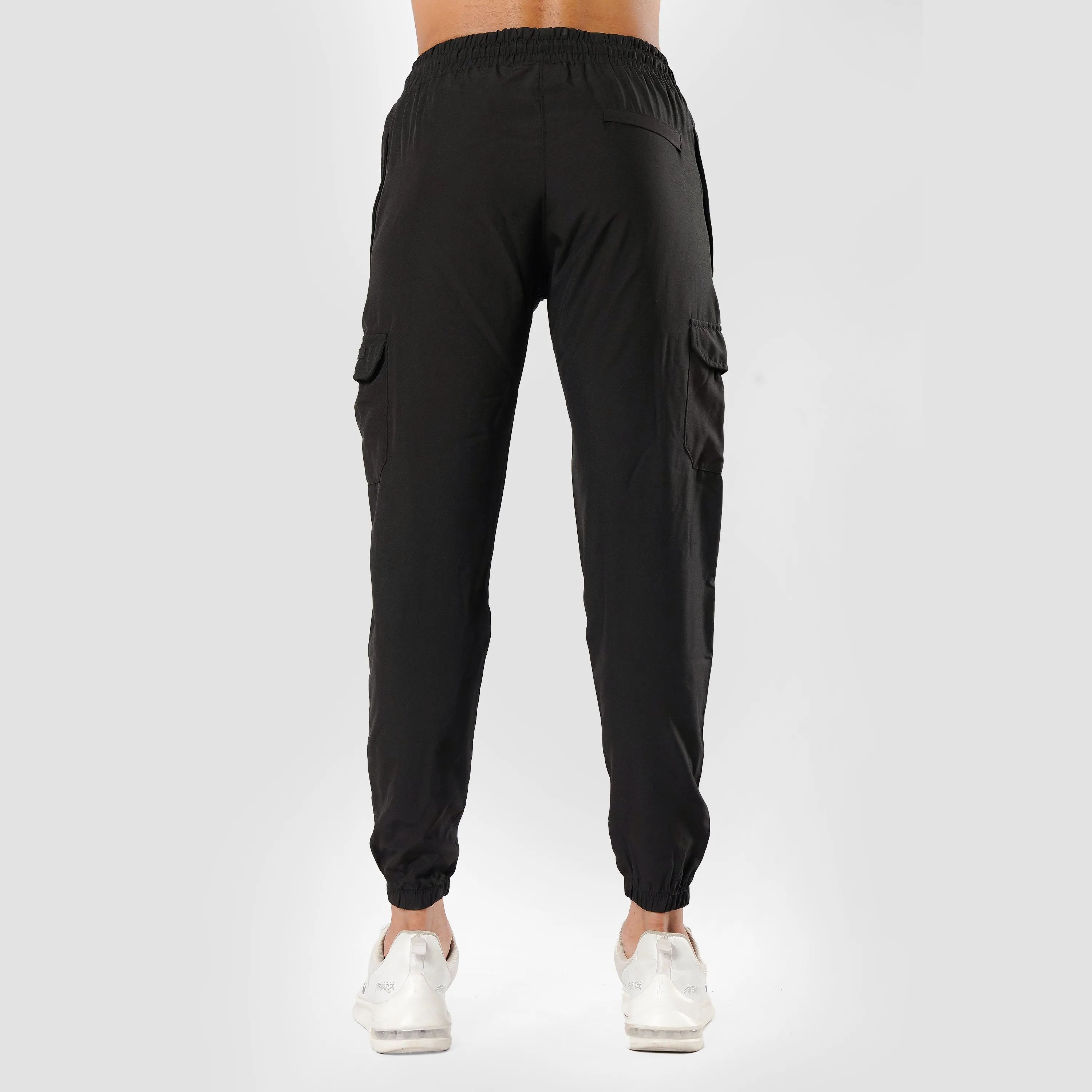 BLACK CARGO FLEX PANTS