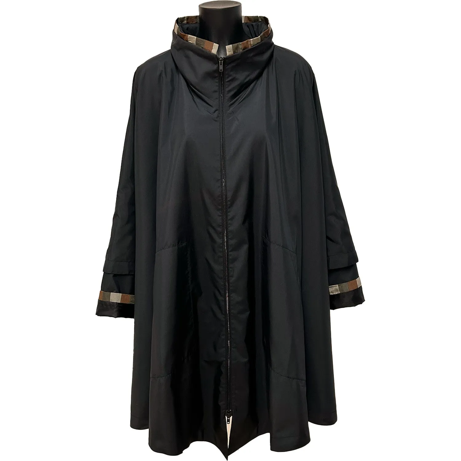 Black Fun Poncho Tip Brown