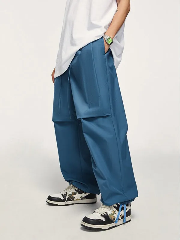 Blue Cargo Pants with Drawstring