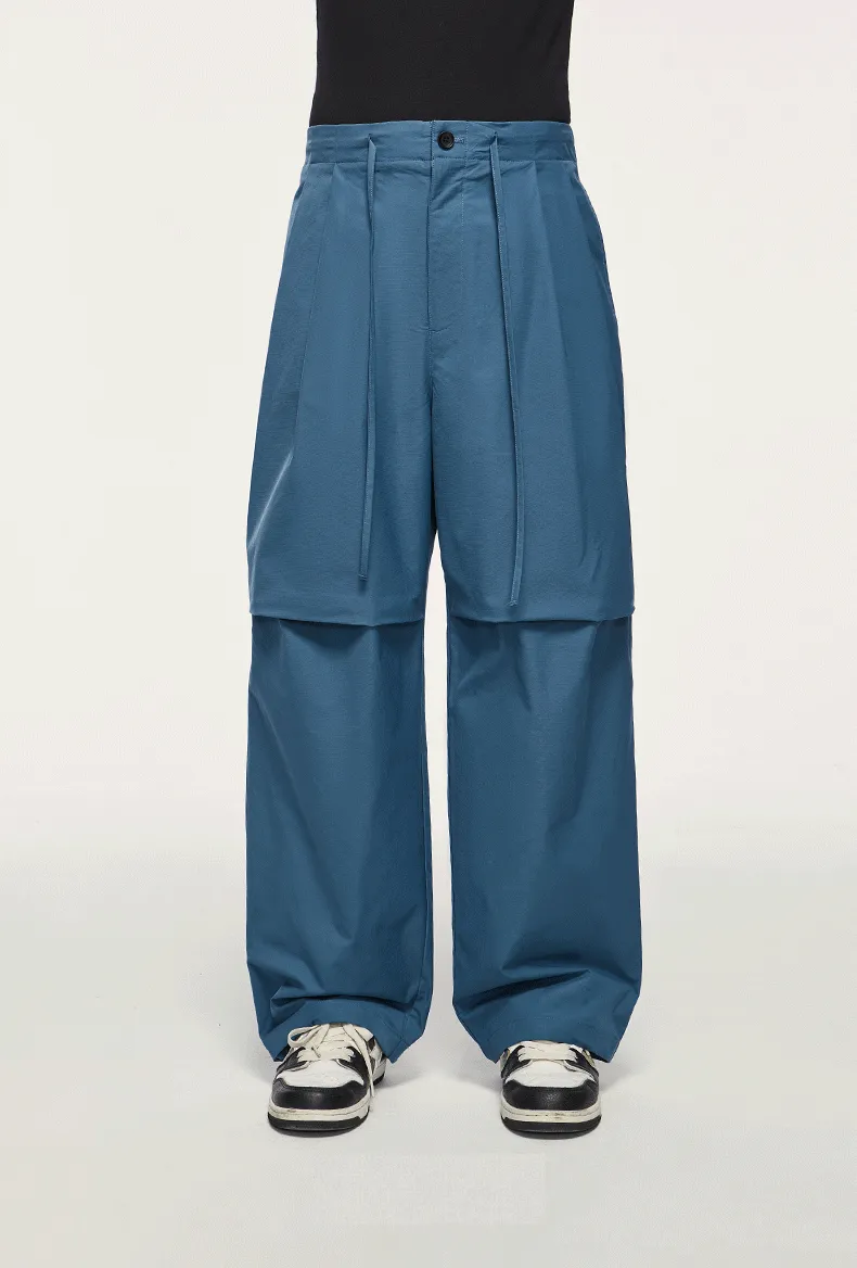 Blue Cargo Pants with Drawstring