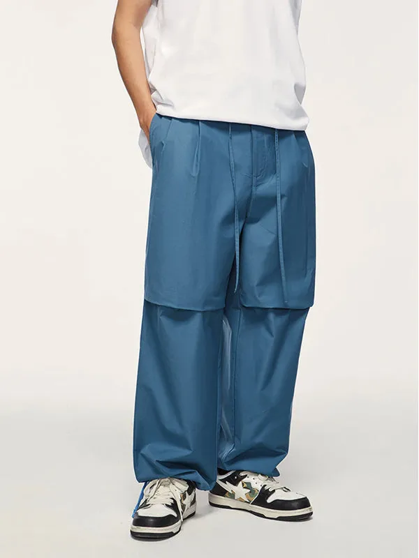 Blue Cargo Pants with Drawstring