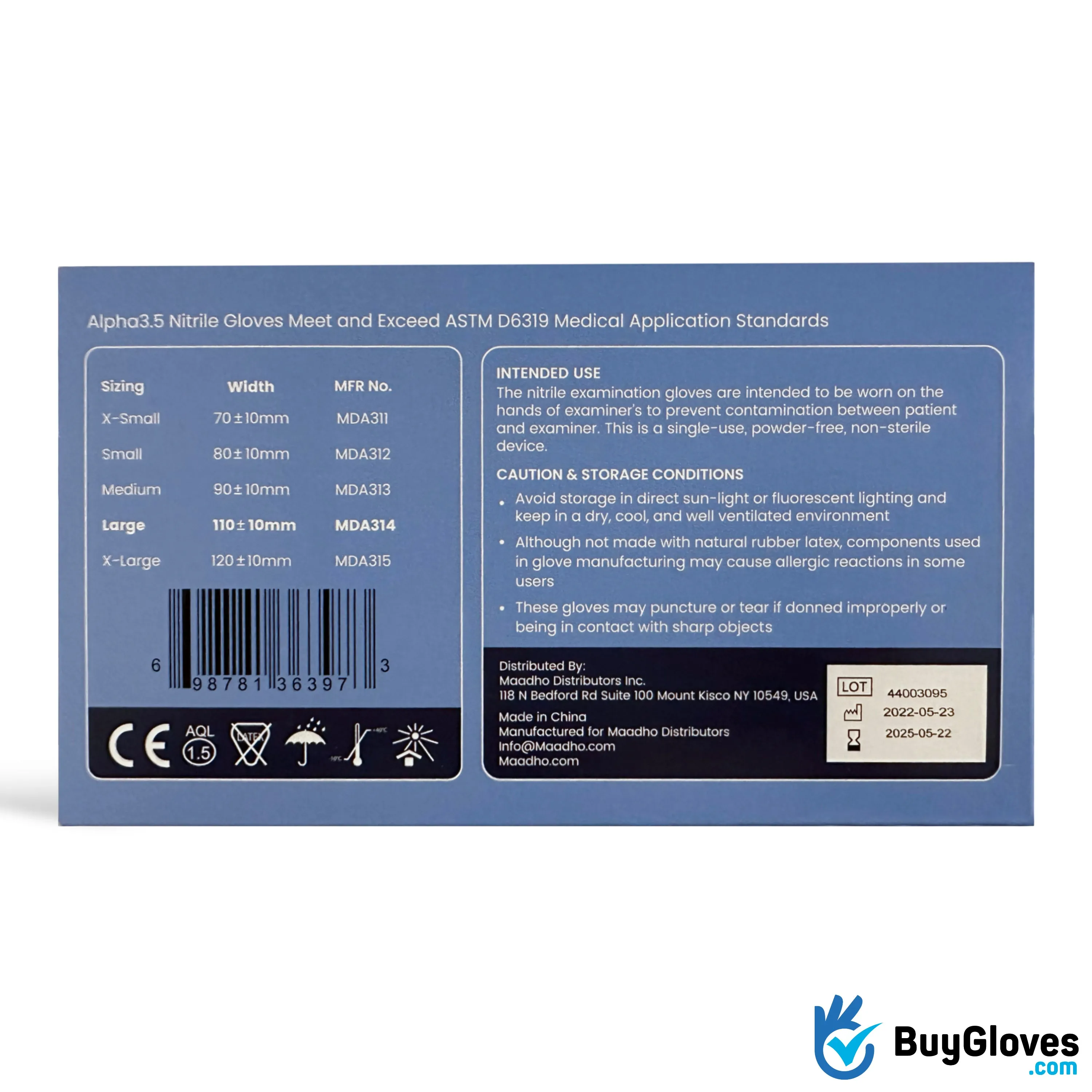 Blue Nitrile Exam Powder-Free Gloves - 1000 Count