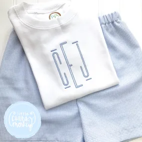 Boy Shirt - Thin Monogram with Lines