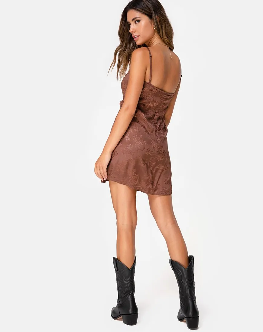 Boyasly Slip Dress in Satin Rose Chocolate