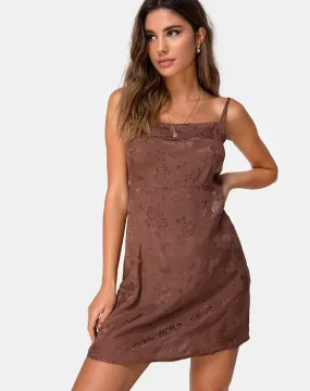 Boyasly Slip Dress in Satin Rose Chocolate