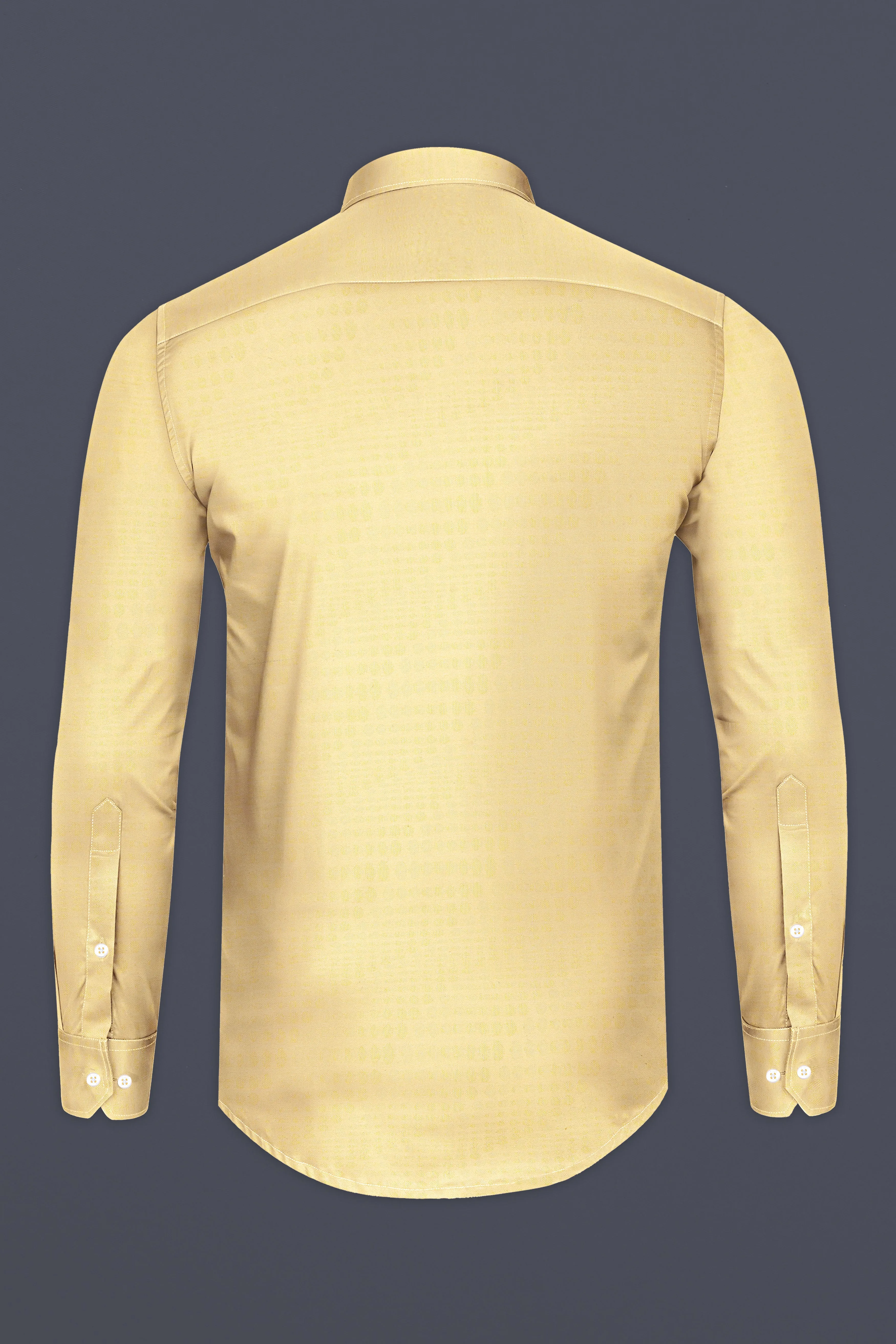 Brandy Yellow Jacquard Textured Premium Giza Cotton Shirt