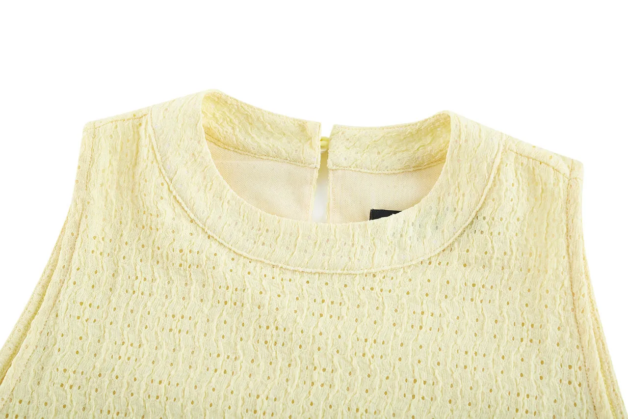 Bubble Hem Eyelet Knit Top