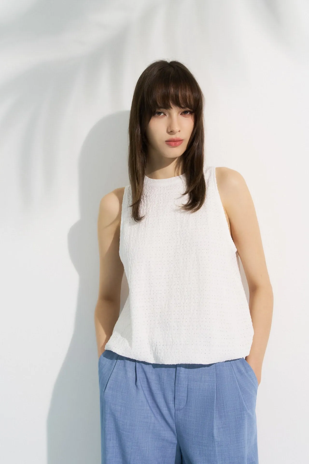 Bubble Hem Eyelet Knit Top