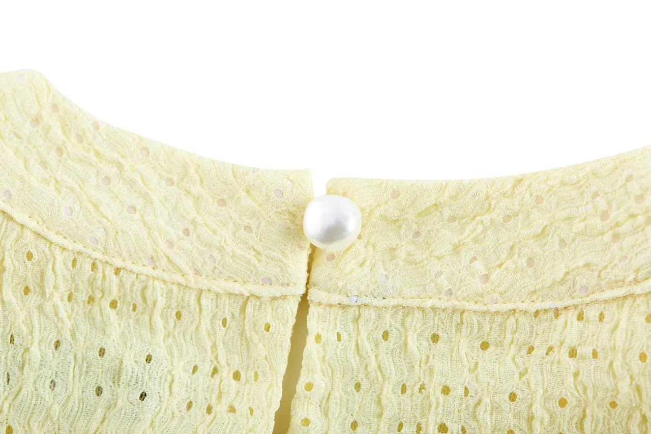 Bubble Hem Eyelet Knit Top