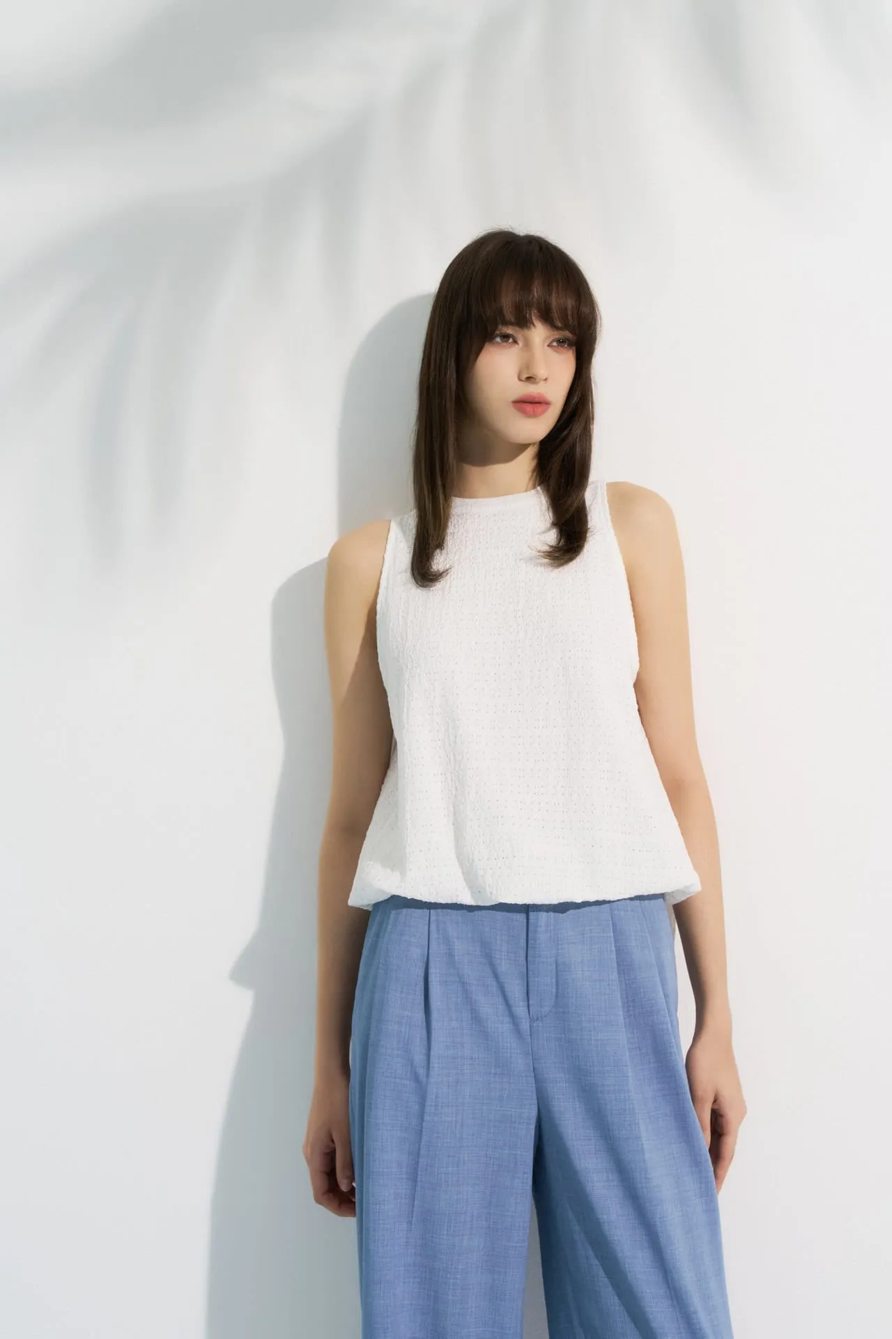 Bubble Hem Eyelet Knit Top