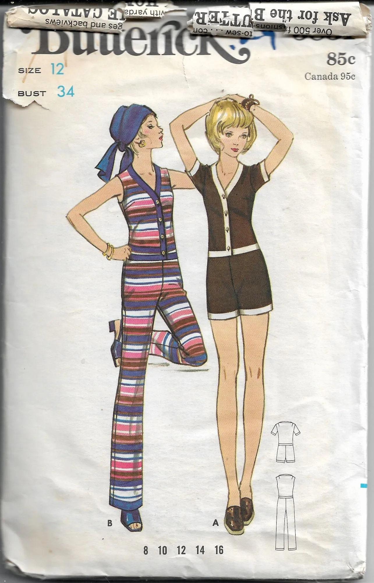 Butterick 5831 Ladies Jumsuit Romper Vintage Sewing Pattern 1970s