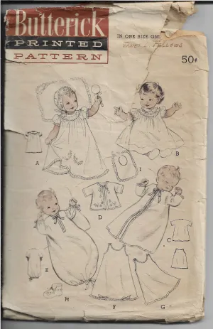 Butterick 6425 Baby Infant Layette Vintage Sewing Pattern 1950s