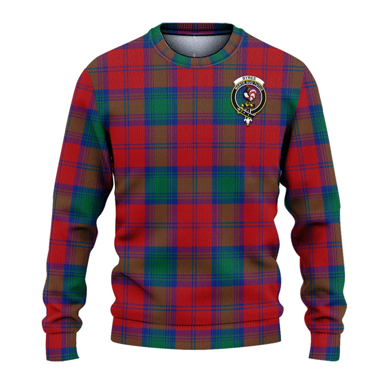 Byres (Byses) Tartan Ugly Sweater with Family Crest