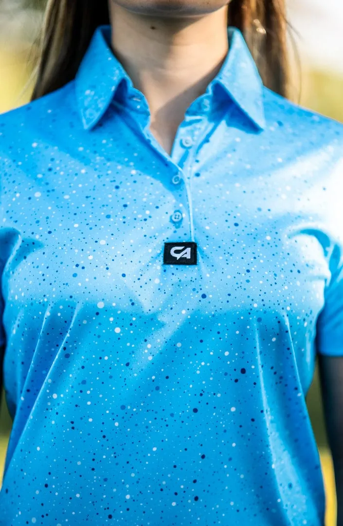 CA Ladies Funky Golf Shirt | Blue Paint Splatter