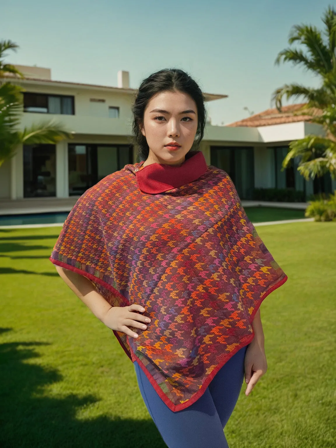 Camellia Wool Blend Poncho