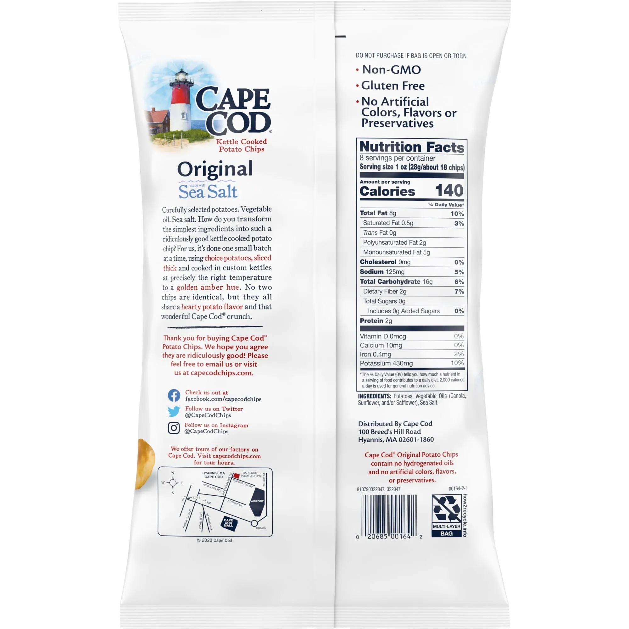 Cape Cod Potato Chips, Original Kettle Cooked Chips, 8 oz