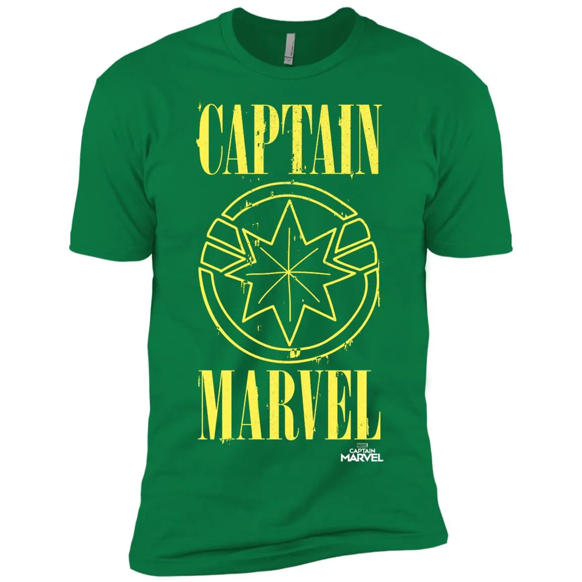 Captain Marvel Yellow Paint Drip Logo Men Short Sleeve T-Shirt