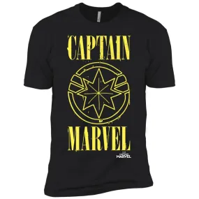 Captain Marvel Yellow Paint Drip Logo Men Short Sleeve T-Shirt