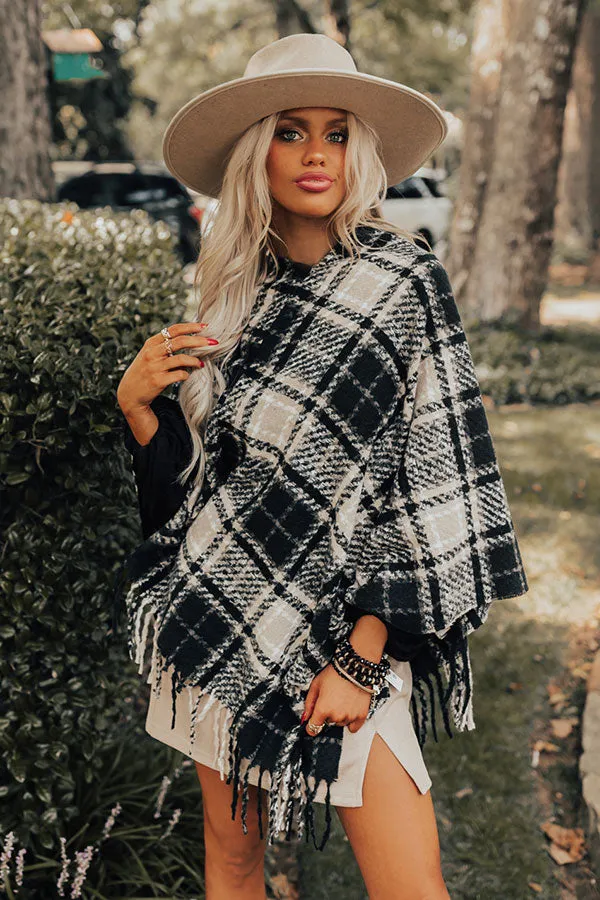 Capture A Memory Plaid Poncho In Black